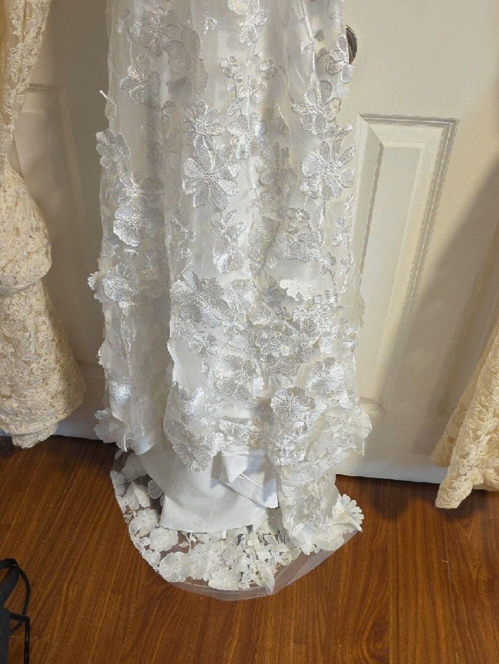 White Floral Wedding Lace Maxi Dress - Picture 3 of 12